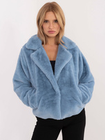 Hurtownia Niebieska futrzana kurtka z kieszeniami