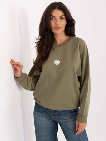 Khaki damska bluza z okrągłym dekoltem RUE PARIS