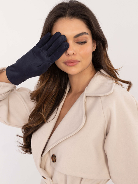 Hurtownia Granatowe damskie rękawiczki z ekoskóry