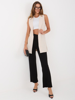 Kremowa garniturowa kamizelka bez zapięcia RUE PARIS 