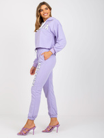 Fioletowy komplet dresowy ze spodniami z wysokim stanem 