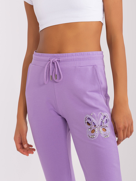 Hurt Fioletowe damskie spodnie dresowe z wiązaniem