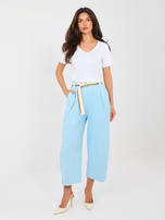 Jasnoniebieskie jeansowe spodnie typu culotte RUE PARIS 