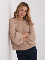 Beżowy damski sweter z długim rękawem
