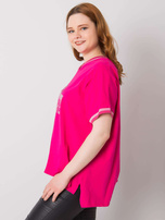 Fuksjowa bluzka plus size z aplikacją Billi