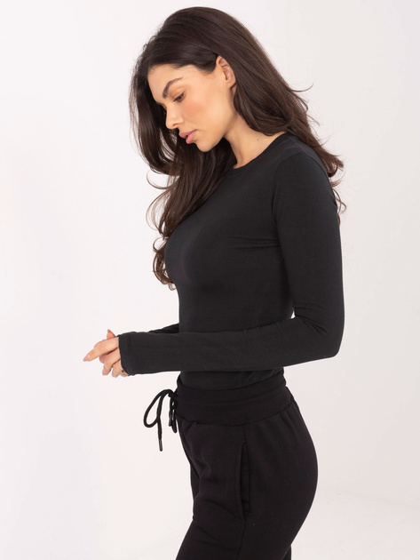 Czarna bawełniana bluzka z długim rękawem
