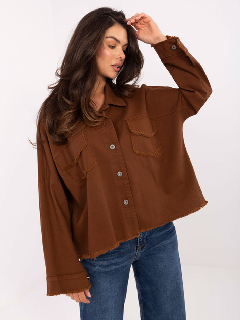 Brązowa jeansowa kurtka o kroju oversize RUE PARIS