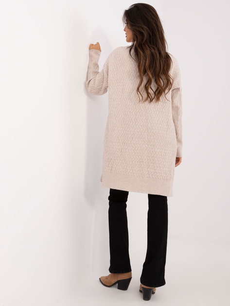 Hurtownia Beżowy damski kardigan z warkoczami