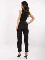 Black suit trousers with pockets.