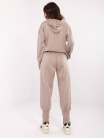 Hurt Ciemnobeżowe dresowe spodnie z zakładkami