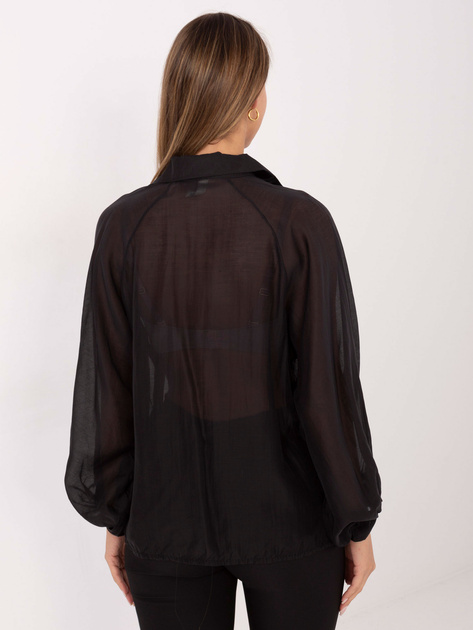 Czarna przezroczysta koszula z kołnierzykiem