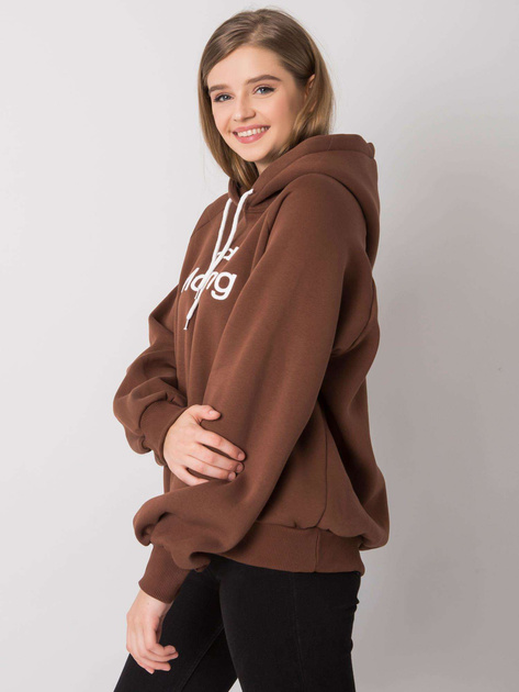 Brązowa ocieplana bluza oversize z kapturem Alice