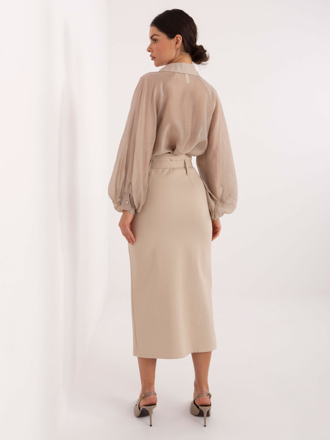 Beżowa ołówkowa spódnica z paskiem RUE PARIS