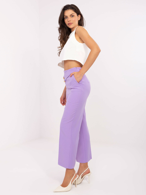 Liliowe eleganckie spodnie w kant RUE PARIS