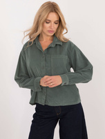 Hurt Ciemnozielona sztruksowa koszula oversize na guziki SUBLEVEL 