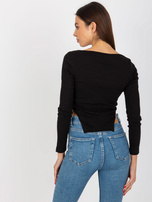 Hurt Black short ribbed blouse with slits OCH BELLA