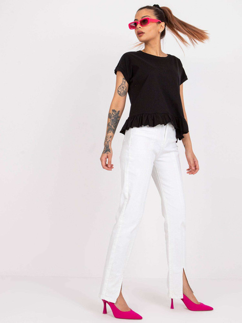 Czarny bawełniany t-shirt z falbankami Hierro MAYFLIES