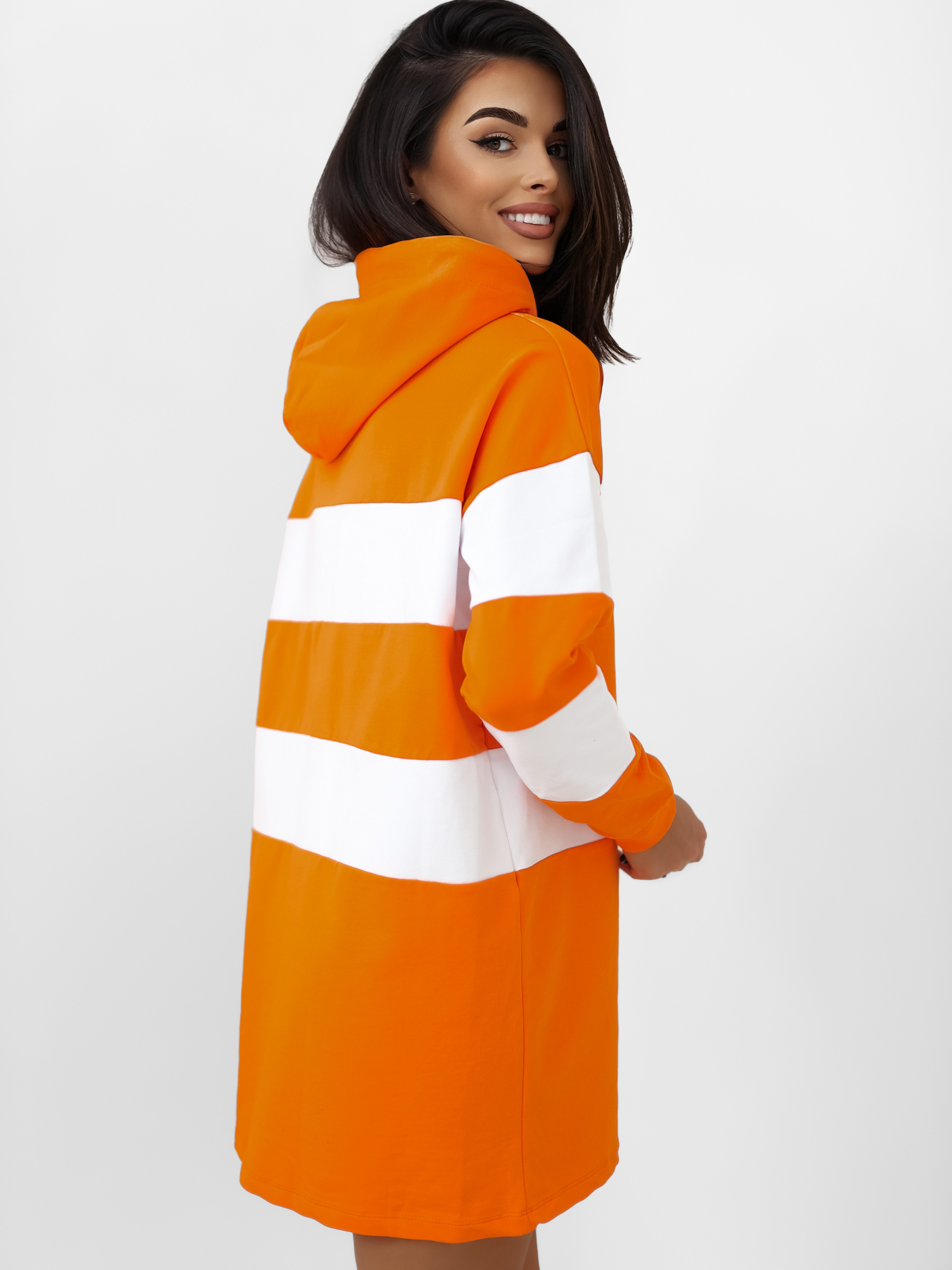 Hurt orange-weißer Kapuzenpullover aus Baumwolle RUE PARIS.