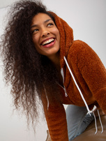 Hurt Jasnobrązowa futrzana bluza rozpinana z kieszeniami RUE PARIS