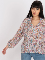 Beżowa zwiewna bluzka z kwiatowym nadrukiem ZULUNA