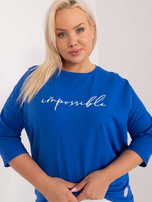 Hurt Kobaltowa damska bluzka plus size z dżetami