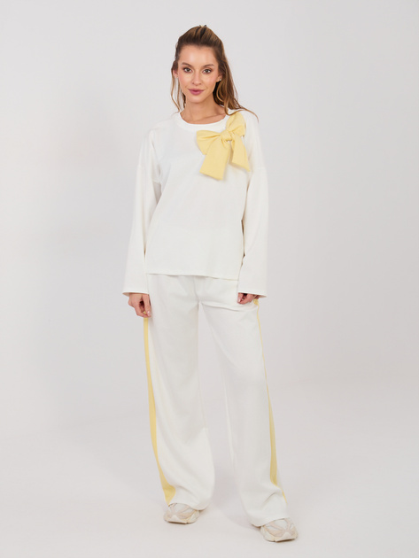 Ecru dresowe spodnie z szeroką nogawką RUE PARIS