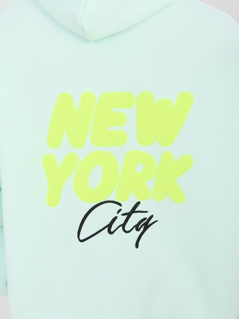 Miętowa damska bluza oversize z kapturem