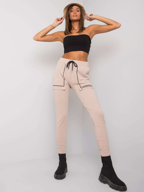 Jasnobeżowe spodnie dresowe z bawełny Winsley