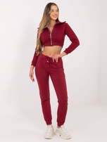 Bordowa krótka rozpinana bluza dresowa Ann RUE PARIS 