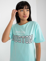 Hurtownia online Miętowy luźny t-shirt z nadrukiem 