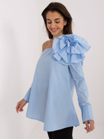 Hurt Jasnoniebieska bluzka koszulowa z odkrytym ramieniem