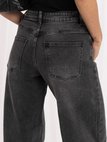Grafitfarbene Damen-Ballonjeans mit hoher Taille.