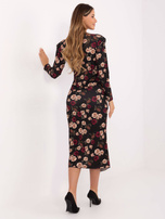 Czarna wieczorowa sukienka w różę