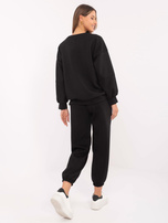 Wholesale Black two-piece set with oversized sweatshirt.
