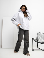 Jasnoszara ocieplana bluza z kapturem RUE PARIS 