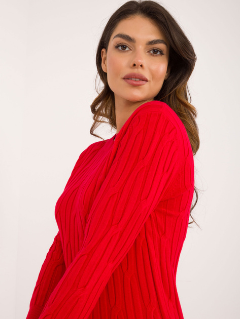 Hurt Czerwony sweter klasyczny z okragłym dekoltem