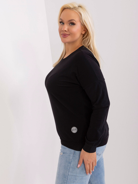 Hurtownia Czarna bawełniana bluzka plus size