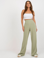 Hurt Jasnozielone szerokie spodnie z materiału z lnem OCH BELLA