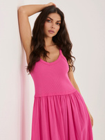 Fuksjowa bawełniana sukienka z podszewką