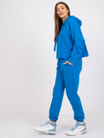 Ciemnoniebieski dresowy komplet dwuczęściowy basic z kapturem 