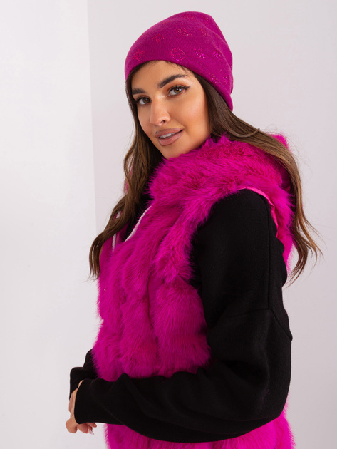 Hurtownia Fuksjowa czapka damska zimowa