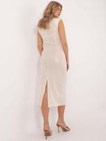 Hurt light beige cocktail dress with gathering.