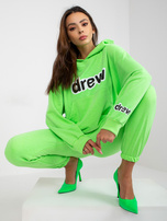 Fluo zielony dwuczęściowy komplet dresowy z kieszeniami