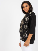 Hurtownia online Czarna bawełniana bluzka plus size z printami