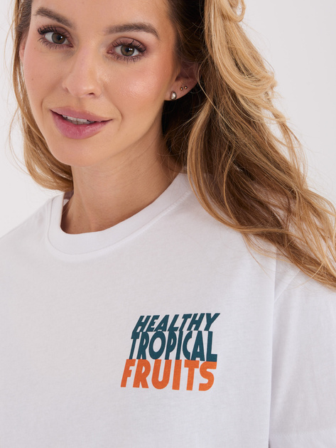 Biały bawełniany t-shirt z napisami SUBLEVEL