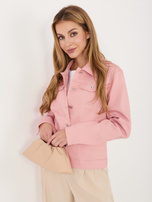 Różowa jeansowa kurtka z kołnierzykiem