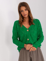 Hurt Zielony ażurowy sweter rozpinany RUE PARIS