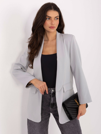 Jasnoszara marynarka z podszewką w panterkę