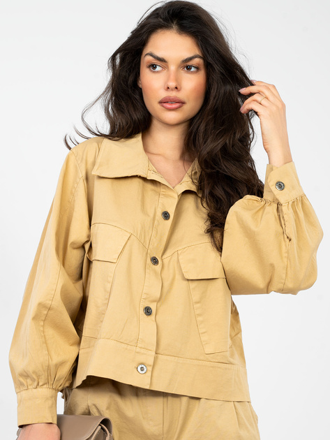 Camelowa koszula oversize od kompletu RUE PARIS
