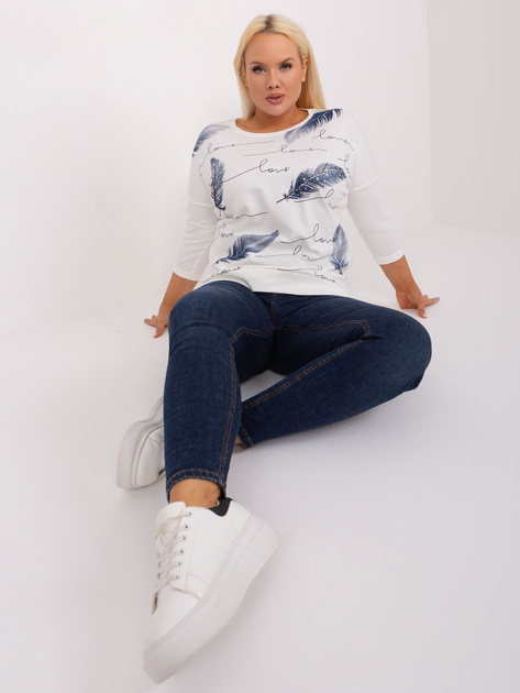 Hurtownia Ecru damska bluzka plus size z nadrukiem